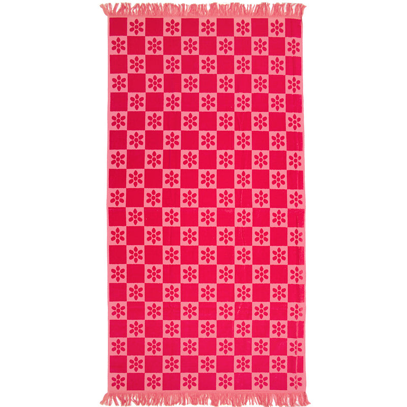 Daisy Check Beach Towel - Pink