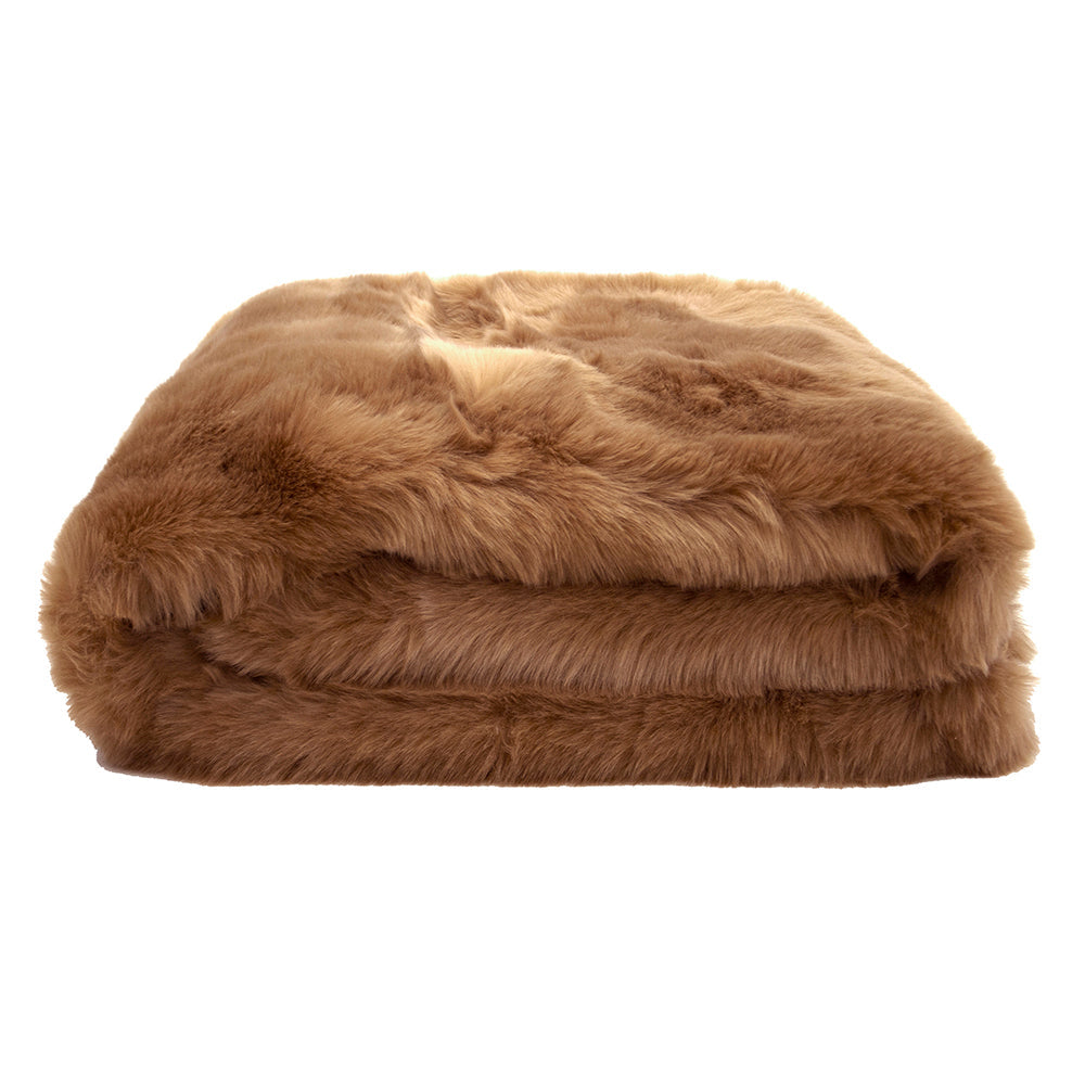 Luxury Faux Fur Throw - Fawn